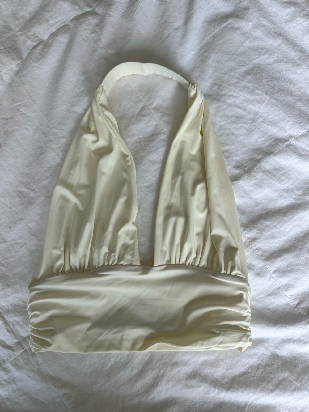 Princess Polly Cream Halter Crop Top